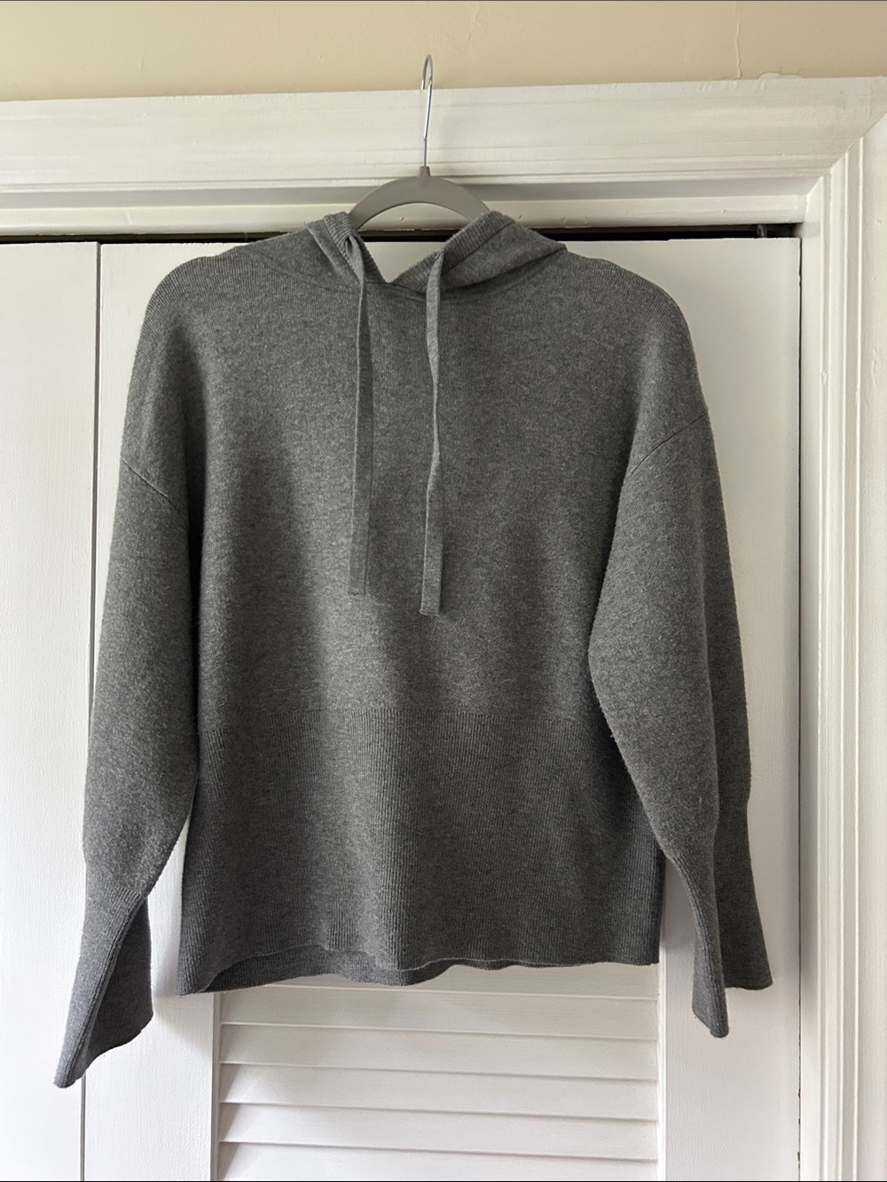 a new day Gray Hooded Crewneck Knit Sweater